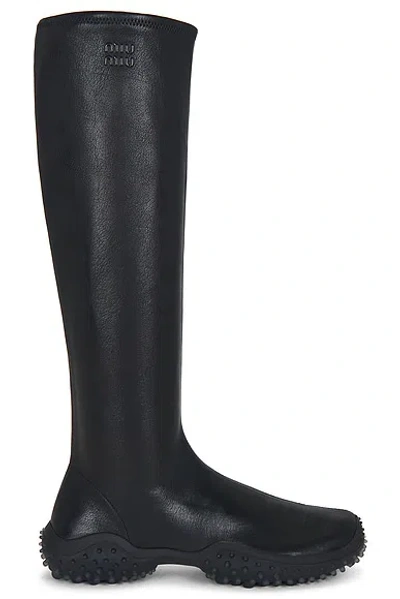 Miu Miu Nappa Stretch Bubble Boot In Black