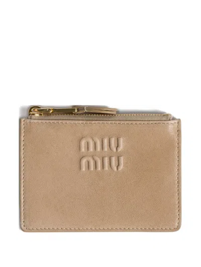 Miu Miu Nappa-leather Card Holder In Neutral