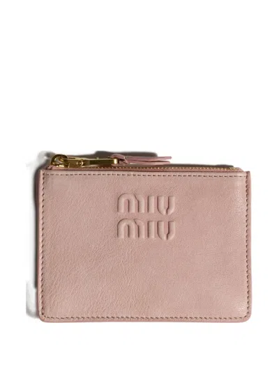 Miu Miu Nappa-leather Card Holder In Pink