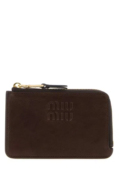 Miu Miu Nappa-leather Envelope Card Holder In Brown
