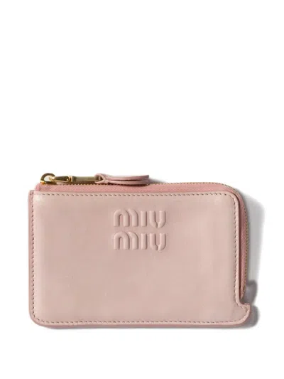 Miu Miu Nappa-leather Envelope Card Holder In Pink