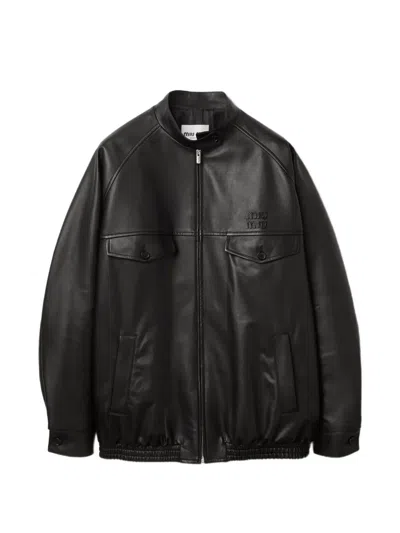 Miu Miu Nappa-leather Jacket In Black