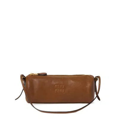Miu Miu Nappa-leather Pouch In Brown