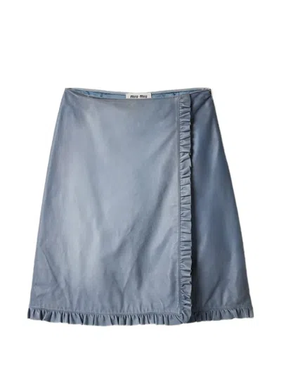 Miu Miu Nappa-leather Skirt In Blue