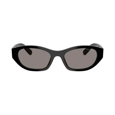 Pre-owned Miu Miu Narrow Frame Logo Sunglasses 'black' | Women's Size Onesize