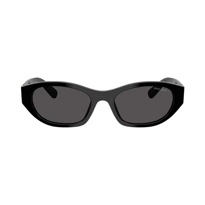 Pre-owned Miu Miu Narrow Frame Logo Sunglasses 'black' | Women's Size Onesize