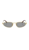 Miu Miu Logo Lettering Oval Sunglasses In Gold