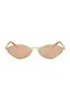 Miu Miu Womens Gold Mu 56zs Irregular-shape Metal Sunglasses In Gold