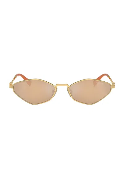 Miu Miu Womens Gold Mu 56zs Irregular-shape Metal Sunglasses