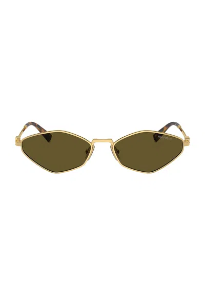 Miu Miu Narrow Oval Sunglasses In Gold & Black