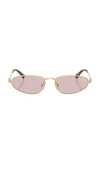 Miu Miu Narrow Oval Sunglasses In Pale Gold