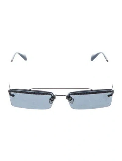 Pre-owned Miu Miu Narrow Tinted Sunglasses In Blue