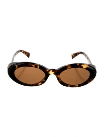 Pre-owned Miu Miu Narrow Tinted Sunglasses In Brown