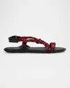 Miu Miu Nastro Cross Rope Grip-strap Sandals In Amaranto