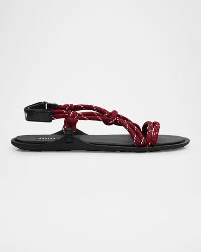 MIU MIU NASTRO CROSS ROPE GRIP-STRAP SANDALS