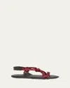 Miu Miu Nastro Cross Rope Grip-strap Sandals In Amaranto