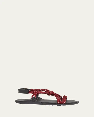 MIU MIU NASTRO CROSS ROPE GRIP-STRAP SANDALS