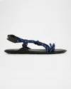 Miu Miu Nastro Cross Rope Grip-strap Sandals In Baltico