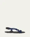 Miu Miu Nastro Cross Rope Grip-strap Sandals In Baltico