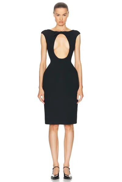 Miu Miu Natte Front Cut Out Midi Dress In Nero
