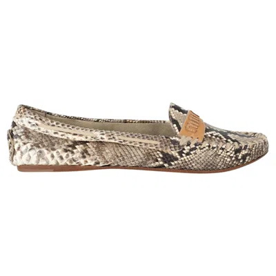 Pre-owned Miu Miu Natural 1990s Python Loafers Shoes 40 In Brown