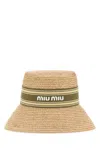 Miu Miu Raffia Hat With Ribbon Band And Wide Brim In Brown