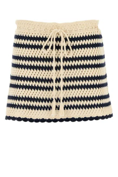 Miu Miu Natural Two-tone Crochet Mini Skirt