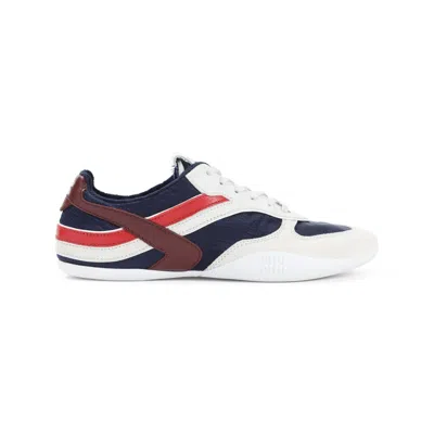 MIU MIU MIU MIU NAVY AND WHITE LEATHER SNEAKERS