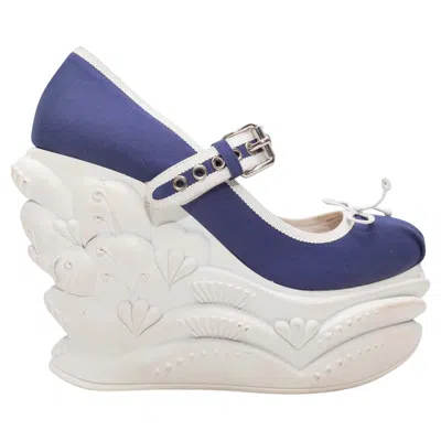 Pre-owned Miu Miu Navy & White  Spring/summer 2017 Mary Jane Wedges Size 39