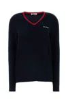 Miu Miu Blue Ribbed Wool Sweater