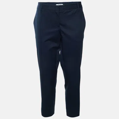 Pre-owned Miu Miu Navy Blue Cotton Tapered Trousers L