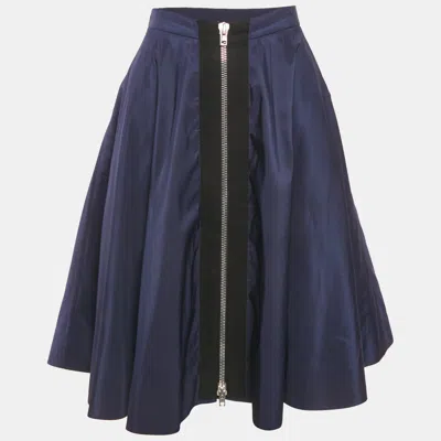 Pre-owned Miu Miu Navy Blue Flared Knee-length Skirt M