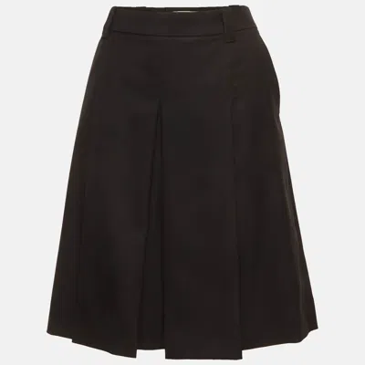 Pre-owned Miu Miu Navy Blue Gabardine Pleated Mini Skirt S