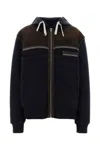 Miu Miu Knit Hooded Down Jacket Contrast Panel In Multi