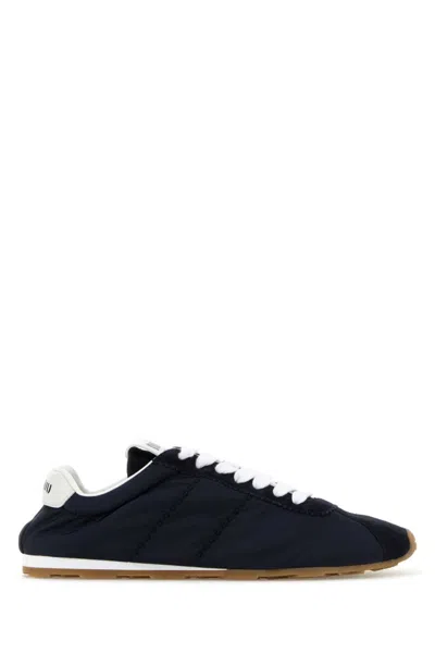 Miu Miu Navy Blue Lace Up Sneakers
