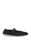 Miu Miu Navy Blue Logo Ballet Flats In Blue