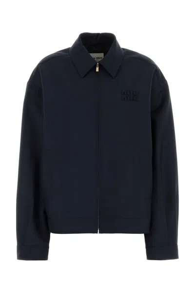 MIU MIU MIU MIU NAVY BLUE MOHAIR BLEND JACKET