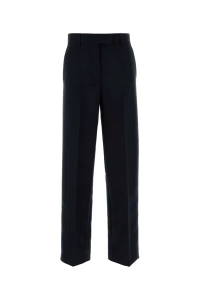 Miu Miu Navy Blue Mohair Blend Pant In Animal Print