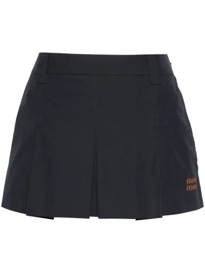 MIU MIU NAVY BLUE PLEATED MINI SKIRT