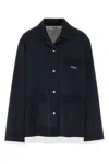 Miu Miu Women's Navy Silk Shirt In Blubianco