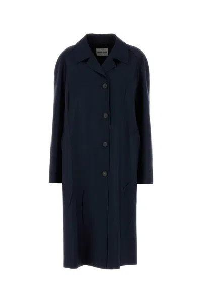 MIU MIU NAVY BLUE SINGLE-BREASTED COAT