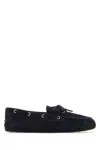 Miu Miu Navy Blue Suede Loafers In Blue