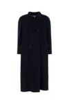 Miu Miu Double-breasted Wool Blend Coat Featuring Pockets In Blue