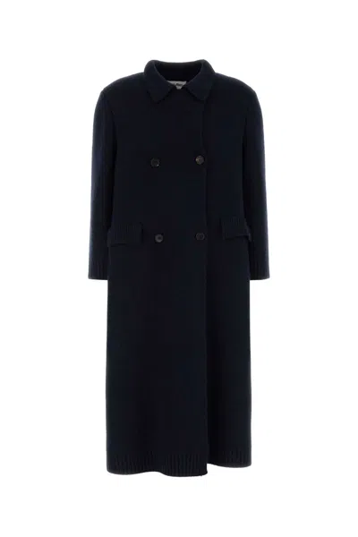 MIU MIU NAVY BLUE WOOL BLEND COAT