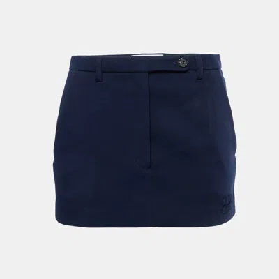 Pre-owned Miu Miu Navy Blue Wool Blend Mini Skirt Xs