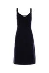 Miu Miu Navy Blue Wool Dress In Blue