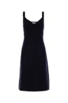 Miu Miu Sleeveless V-neck Fitted Mini Dress In Blue