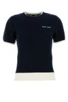 Miu Miu Navy Blue Wool Short-sleeve Sweater In Navy Blue