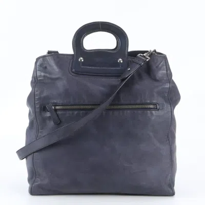Pre-owned Miu Miu Navy Leather Messenger Bag Shoulder Bag Tote Bag ()