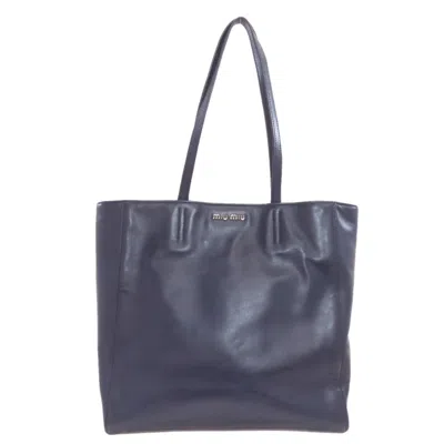 Pre-owned Miu Miu Navy Leather Tote Bag ()